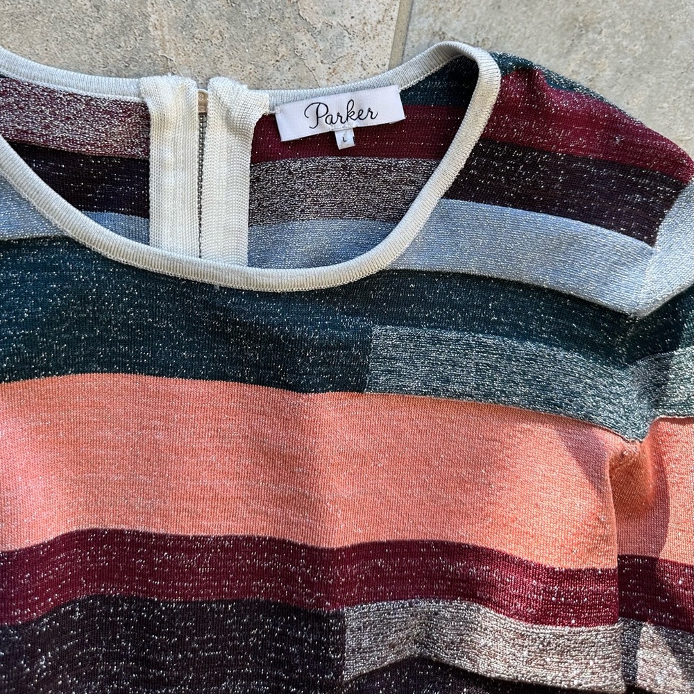 Parker Color Block Striped Metallic Nwot Dress La… - image 6